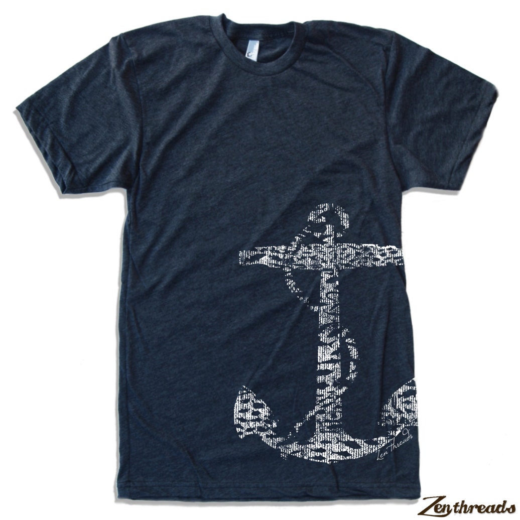 Men's Vintage ANCHOR t shirt american apparel S M L X L (16 Colors Available)