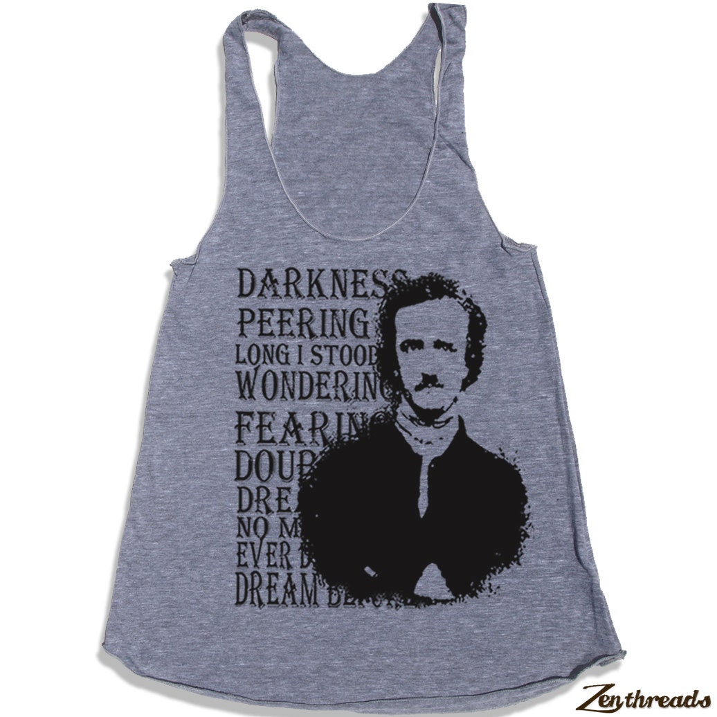 Womens Edgar Allan POE american apparel Tri-Blend Racerback Tank Top S M L (8 Color Options)