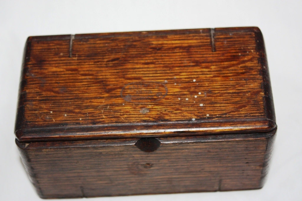 Antique wood Puzzle sewing box from Singer by onestrangegirl
