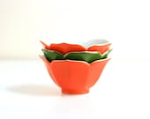 Vintage Orange and Green Lotus Bowls - WiseApple