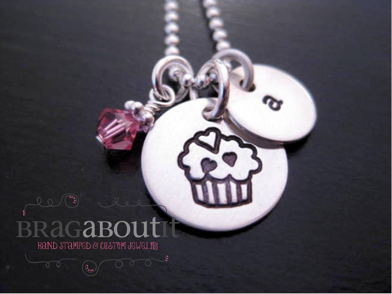 Cupcake Necklace - Hand Stamped Necklace - Personalized Jewelry - My Little Cupcake