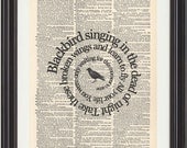 Blackbird,  Song Lyrics, The Beatles, Music, Art Print, Vintage Dictionary, Book Page,  Spiral Word, Typography
