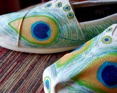 Custom TOMS - Large Peacock Feathers, price includes shoes in your size and color
