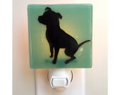 Dog - Fused Glass Night Light - Sea Green