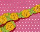 Vintage Lace Trim Flower Trim Yellow Roses Embroidered