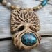 Necklace- Turquoise Tree of Life- Carved Wooden Necklace in Reclaimed Maple with Turquoise