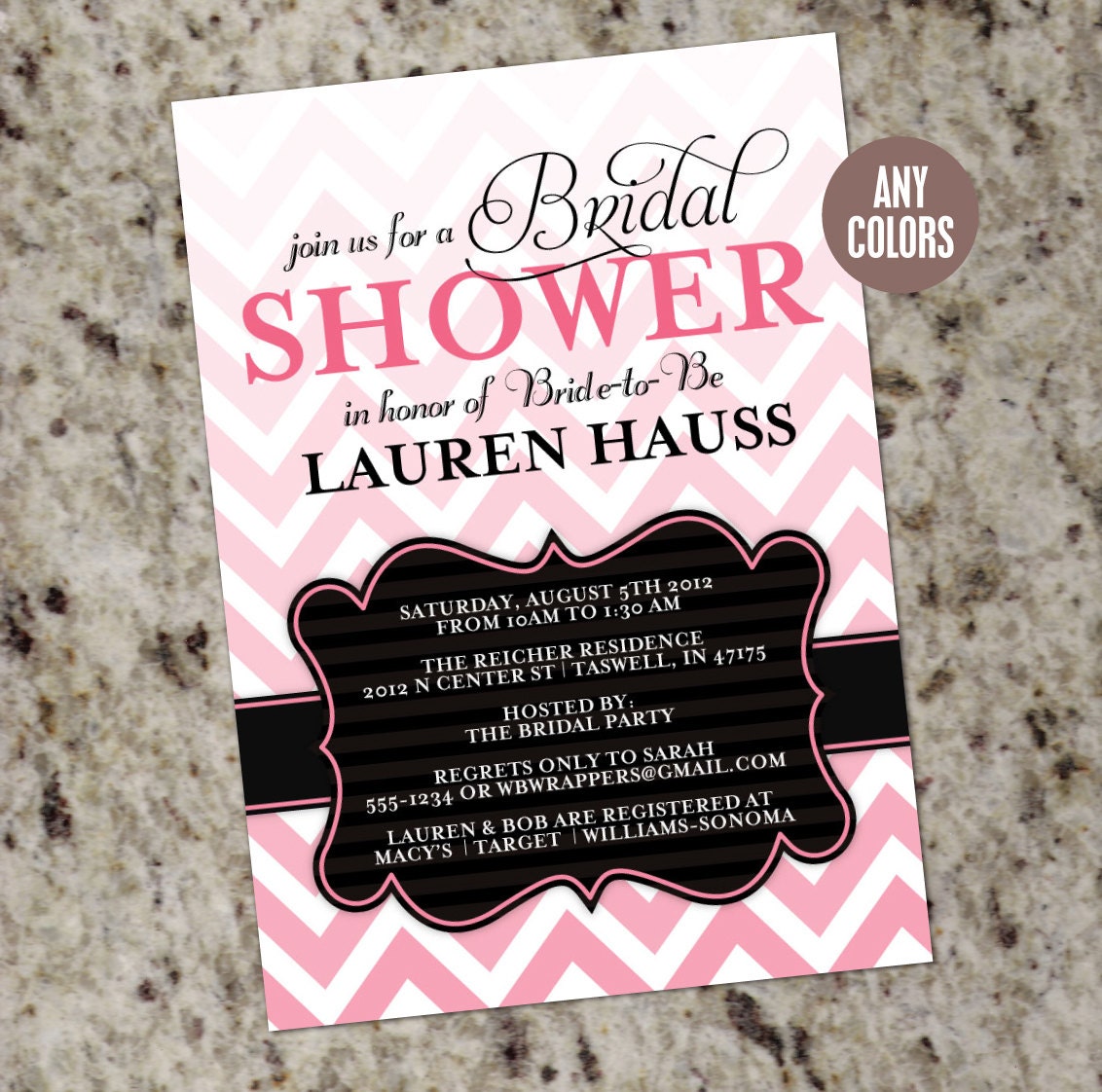 Ombre Chevron Elegant Bridal Shower Invitations - Print Your Own Il_170x135