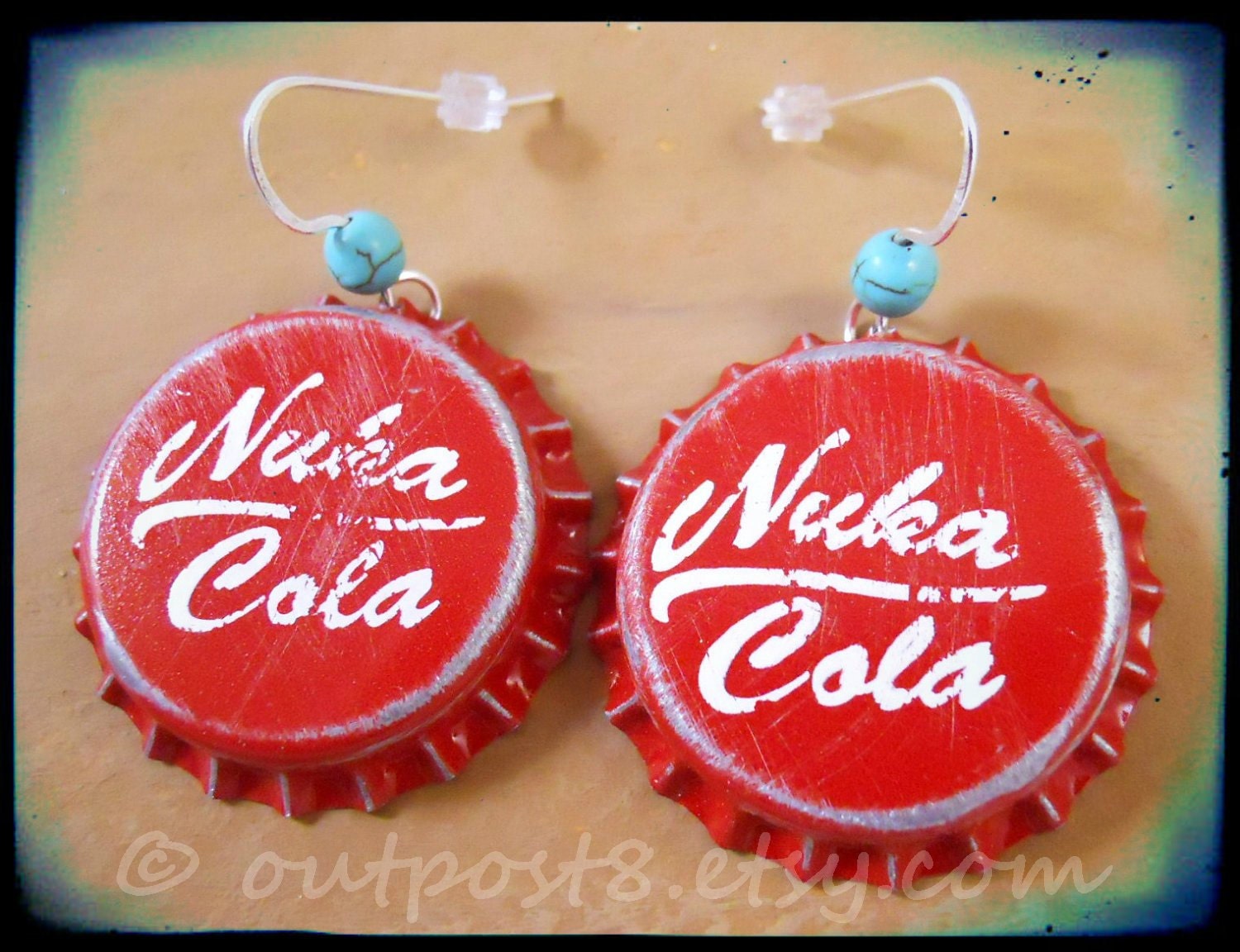 SALE Fallout inspired Nuka Cola Classic bottle cap earrings. The originals.