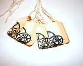 Handmade Shabby Chic Tag Set - Vintage Clock Gears - Distressed and Stamped Steampunk Embellishments Gift Wrapping Home Decor