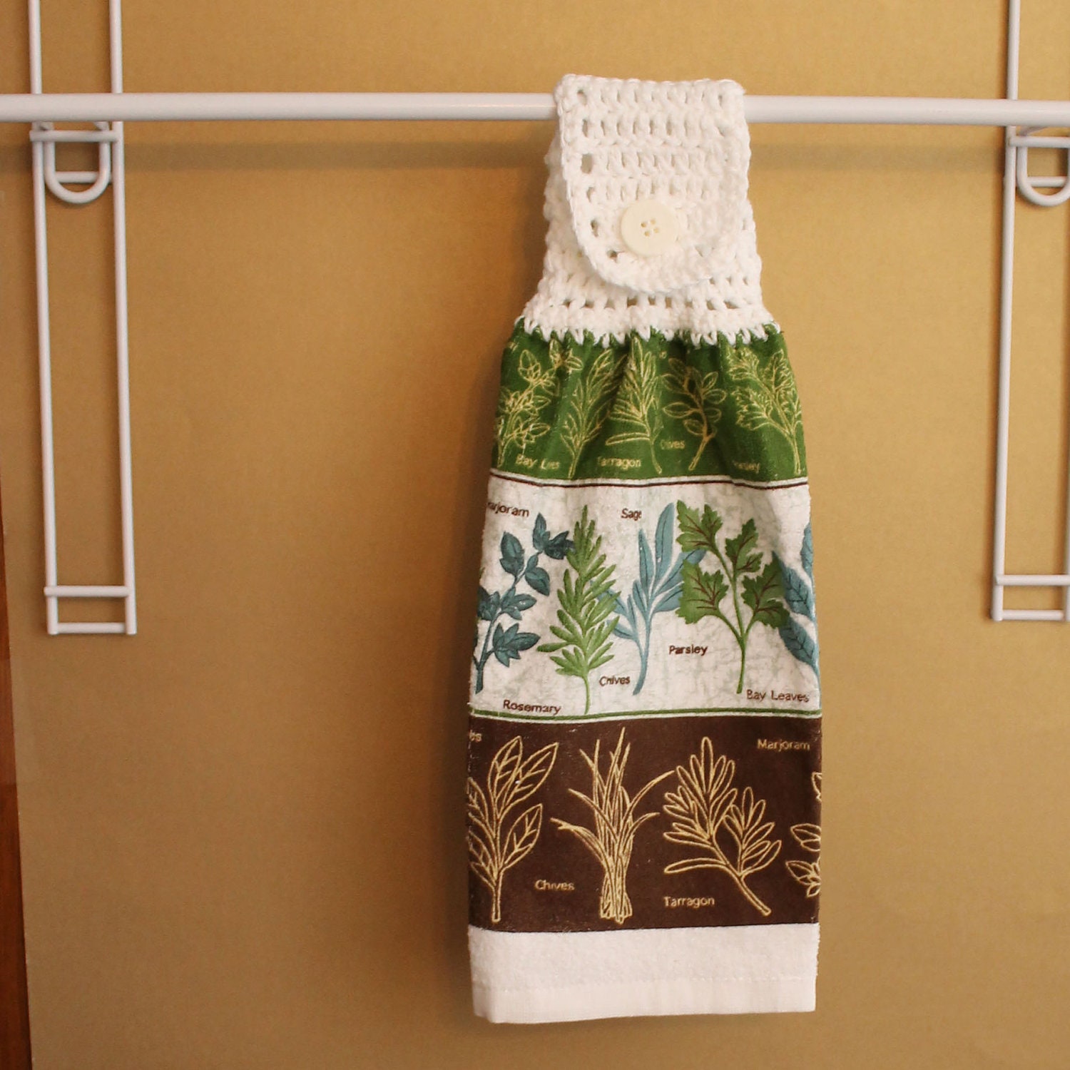 Herb Rows Crocheted Top Towel-KOW105