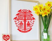 Personalised "Robots in Love" print