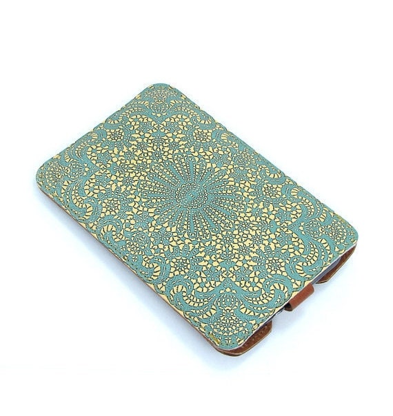 Leather Samsung Galaxy S2 / S3 / Note Case - Teal lace