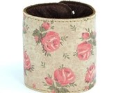 Leather cuff / wallet wristband - roses