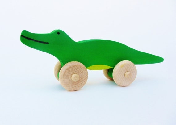 Alligator Push Toy-  Wooden Eco Friendly Waldorf Crocodile