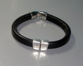 Regaliz Black Leather Wrist Band Bracelet Father's Day Gift for Dad