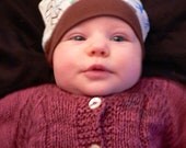 Hand knit baby organic cotton cable jersey 0-6m/6-12m
