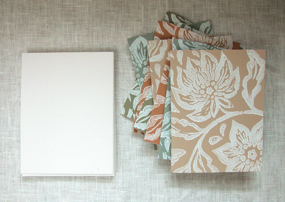 Hand Stamped Floral Cards set of 8 - giardino