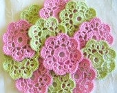 Crochet Appliques, Mini Doilies, Flowers, Handmade Embellishments - set of 10