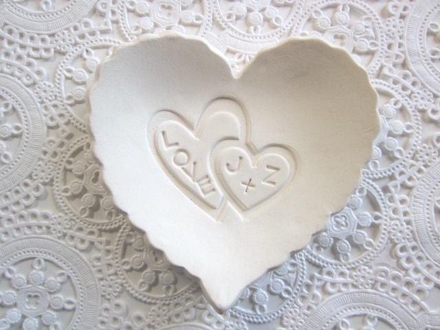 Ring holder, Heart ring dish, engagement gift, Personalized initial trays, Monogram bowl, Gift boxed