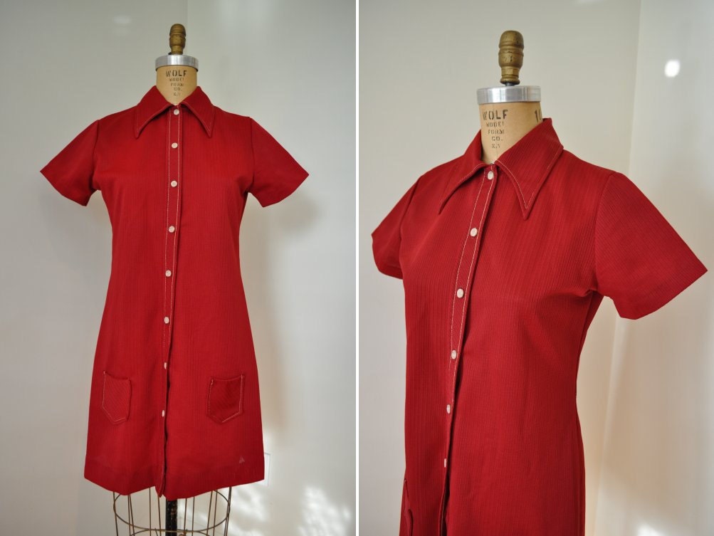 vintage 60s dress mini maroon S