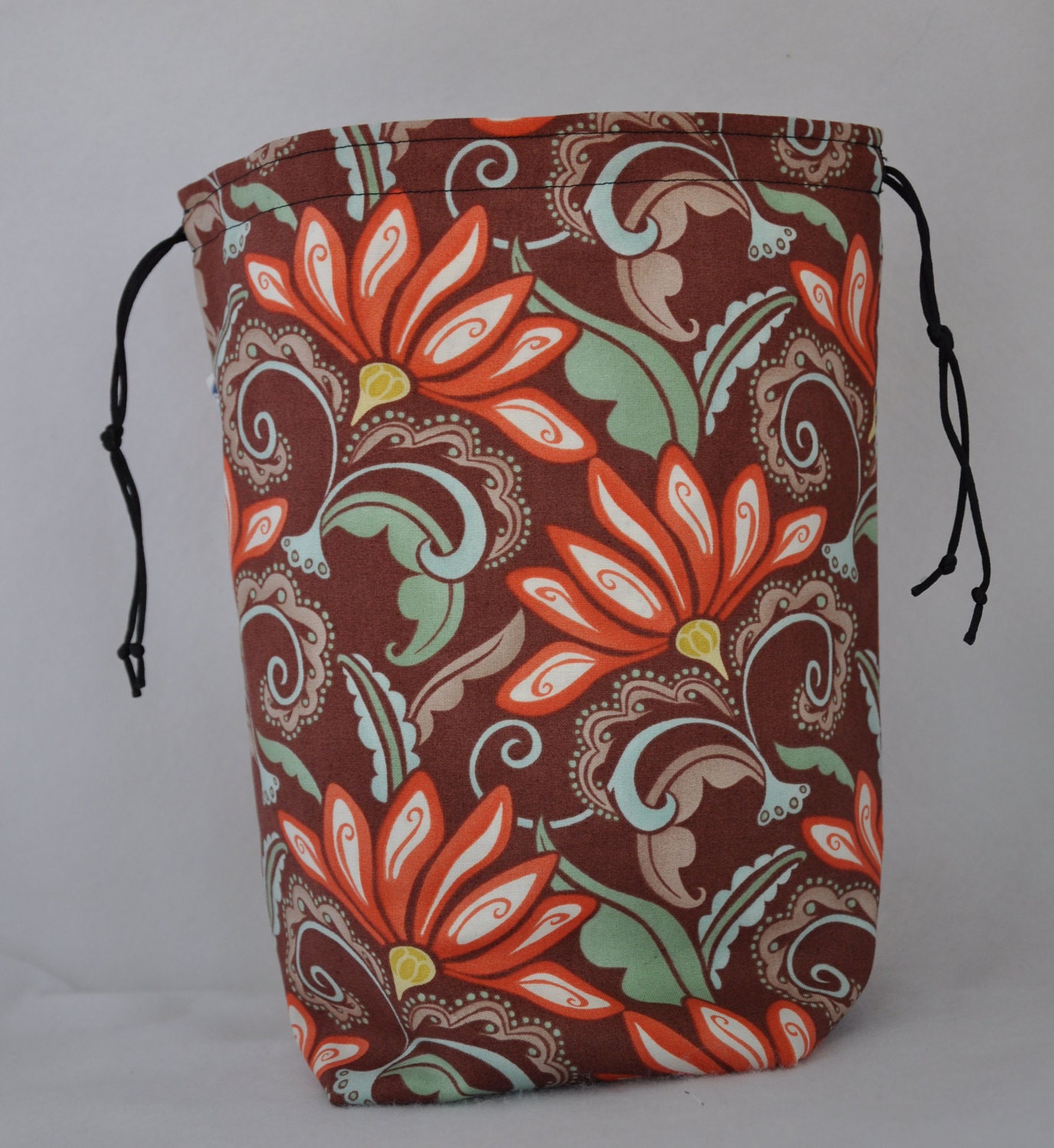 Project Bag  Floral on Brown