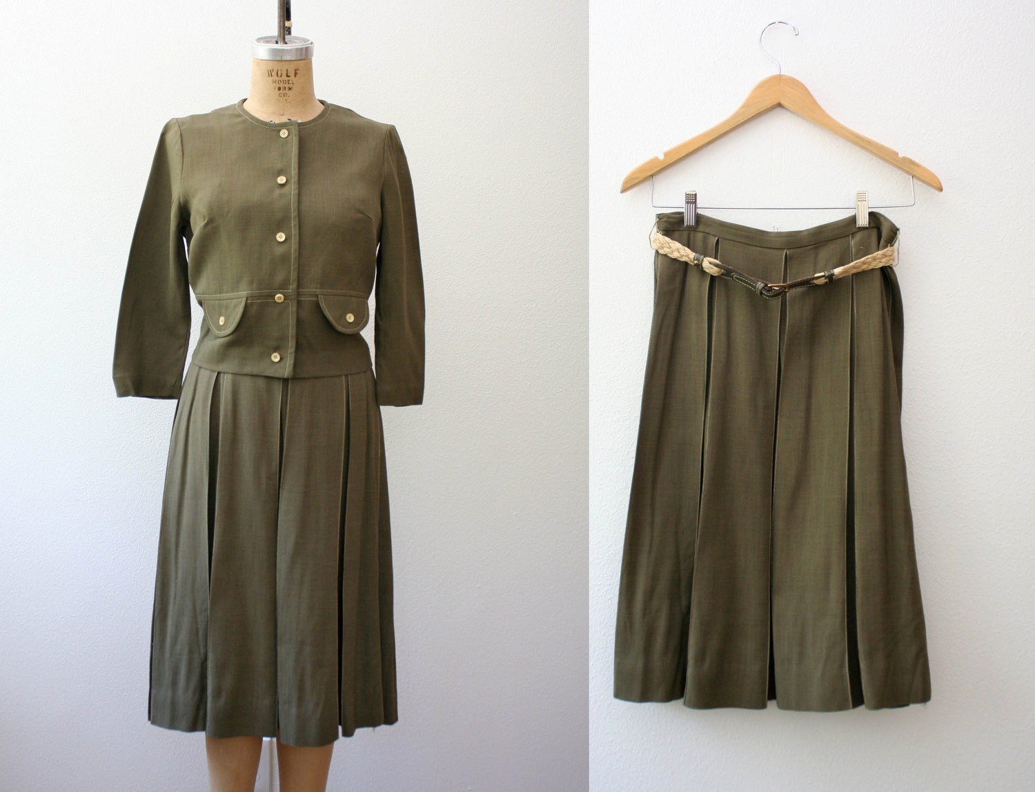 1950s linen dress / 50s linen suit / Artemesia Suit