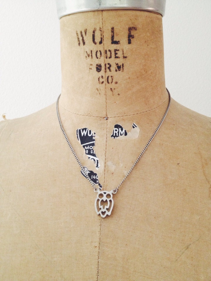 vintage owl necklace / silver owl necklace / Wisdom necklace