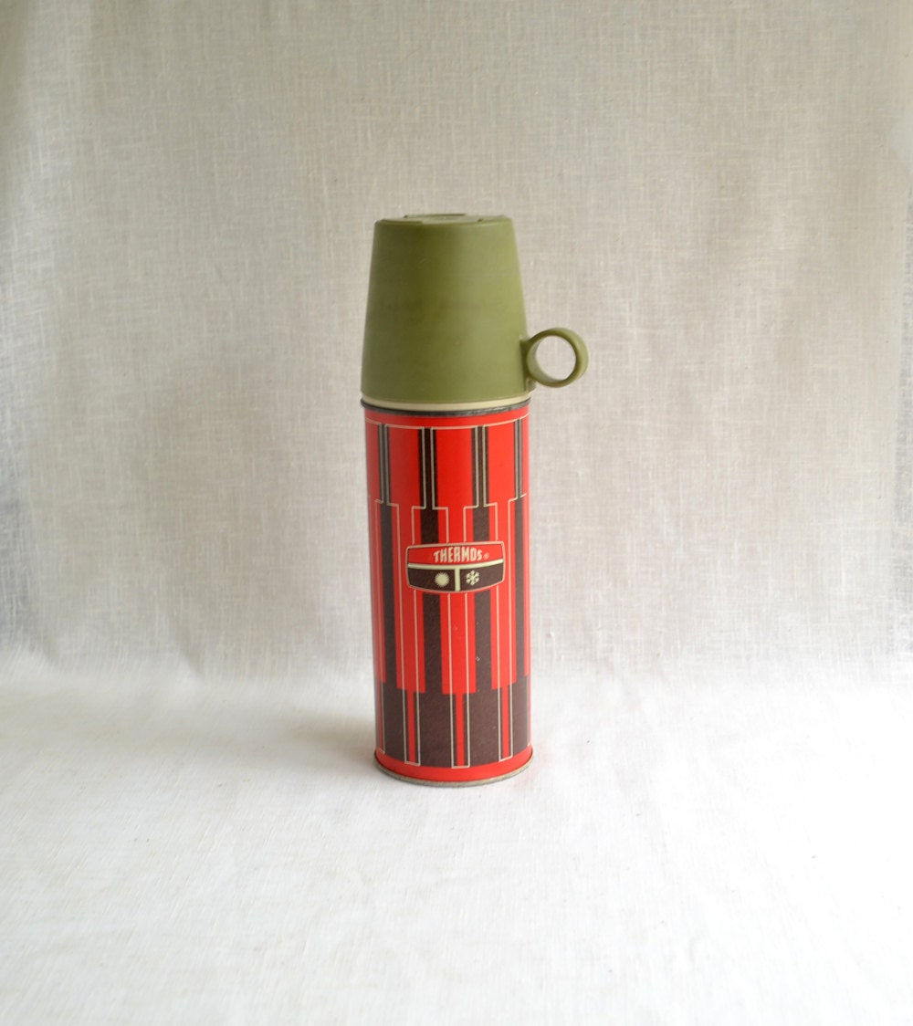 Red Black and Green Vintage Thermos