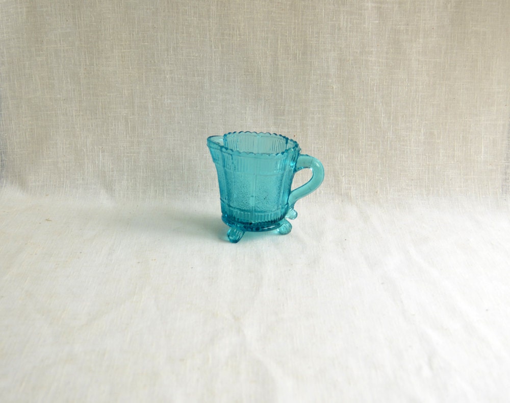 Bright Blue Pressed Glass Creamer