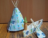 Summer Camp/ Native American Woodland Playset- canoe, paddles, teepee, camper