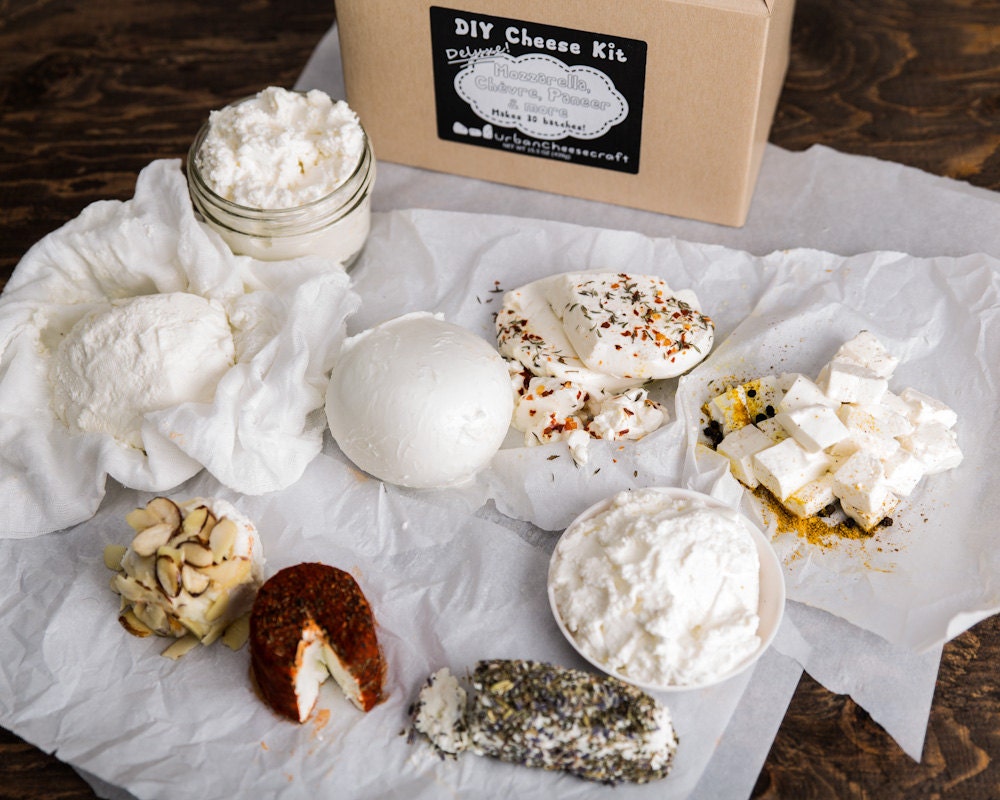 Deluxe DIY Cheese Kit, Make Mozzarella, Ricotta, Crumbly Goat Cheese, Creamy Chevre, Paneer, Queso Blanco- 30 batches