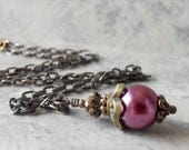 Plum Necklace Sangria Bridesmaid Jewelry Sets Purple Wedding Jewelry Pearl Necklace Beaded Jewelry Handmade Bridesmaid Necklace