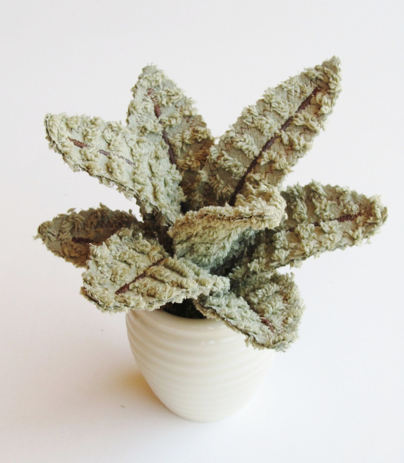 Fabric Leaf Potted Plant - Fern Green Chenille Aloe Vera Succulent