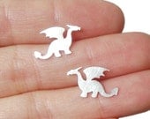 dragon earring studs in sterling silver, handmade in the UK by Huiyi Tan