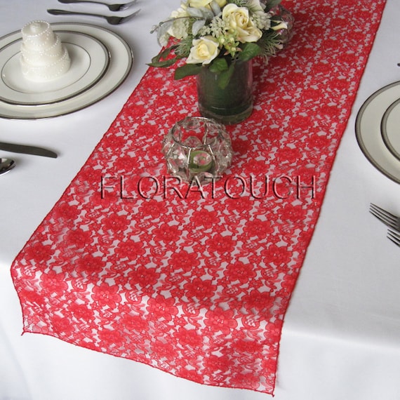 Runner Table Lace length by on runner overhang  Wedding Etsy table Red floratouch