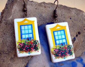 The Colorful Windows of Portugal Antique Replica Earrings - Aveiro
