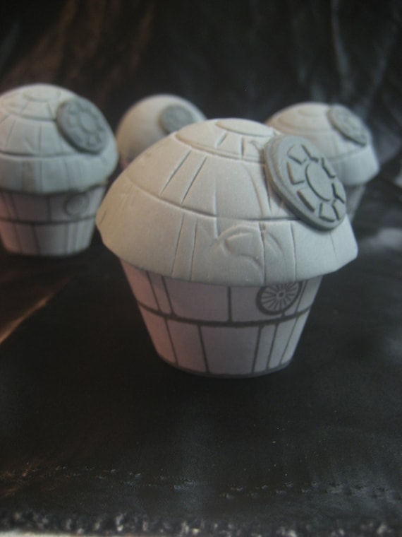 Star Wars DEATH STAR Cupcake Toppers and Wrappers - Edible Birthday, Shower, Bridal, Wedding
