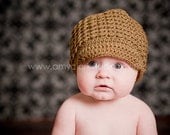 Crochet Toddler Newsboy Hat, Warm Brown Girl Cap, Little Boy Nutmeg Beanie, Kid Soft-Brimmed Visor, MADE TO ORDER, Children Clothing