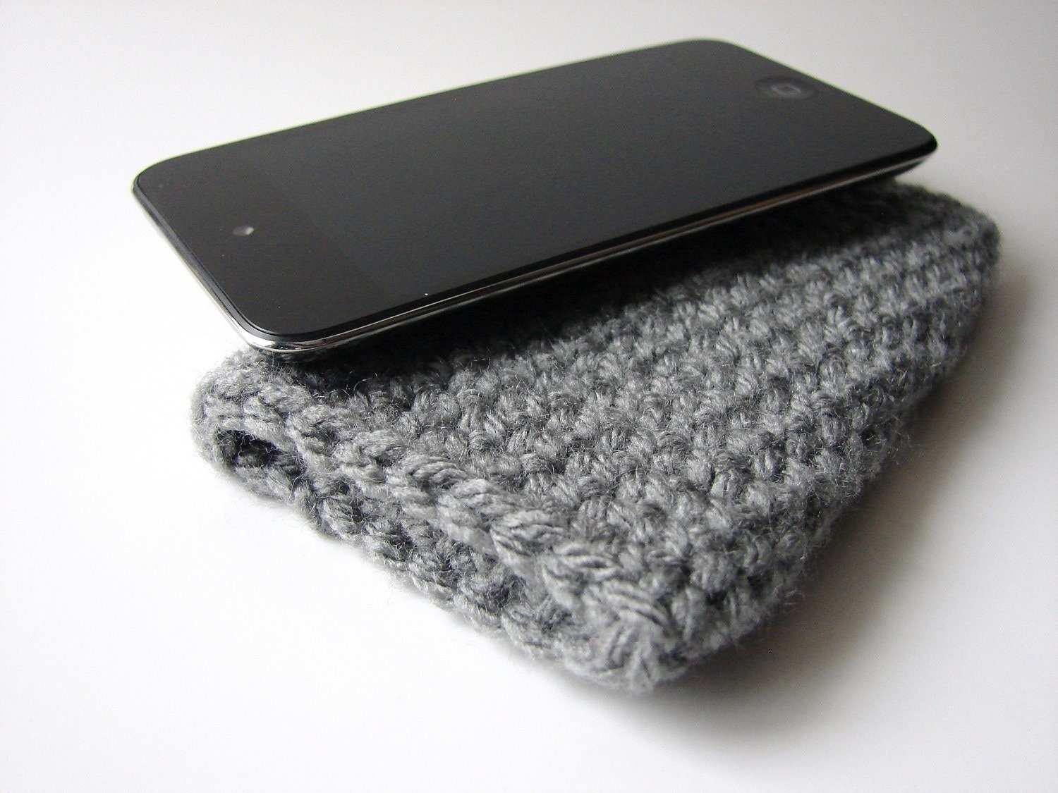 iTouch iPod iPhone Case Gray Sleeve Crochet Cover, MADE TO ORDER, Gifts for Him