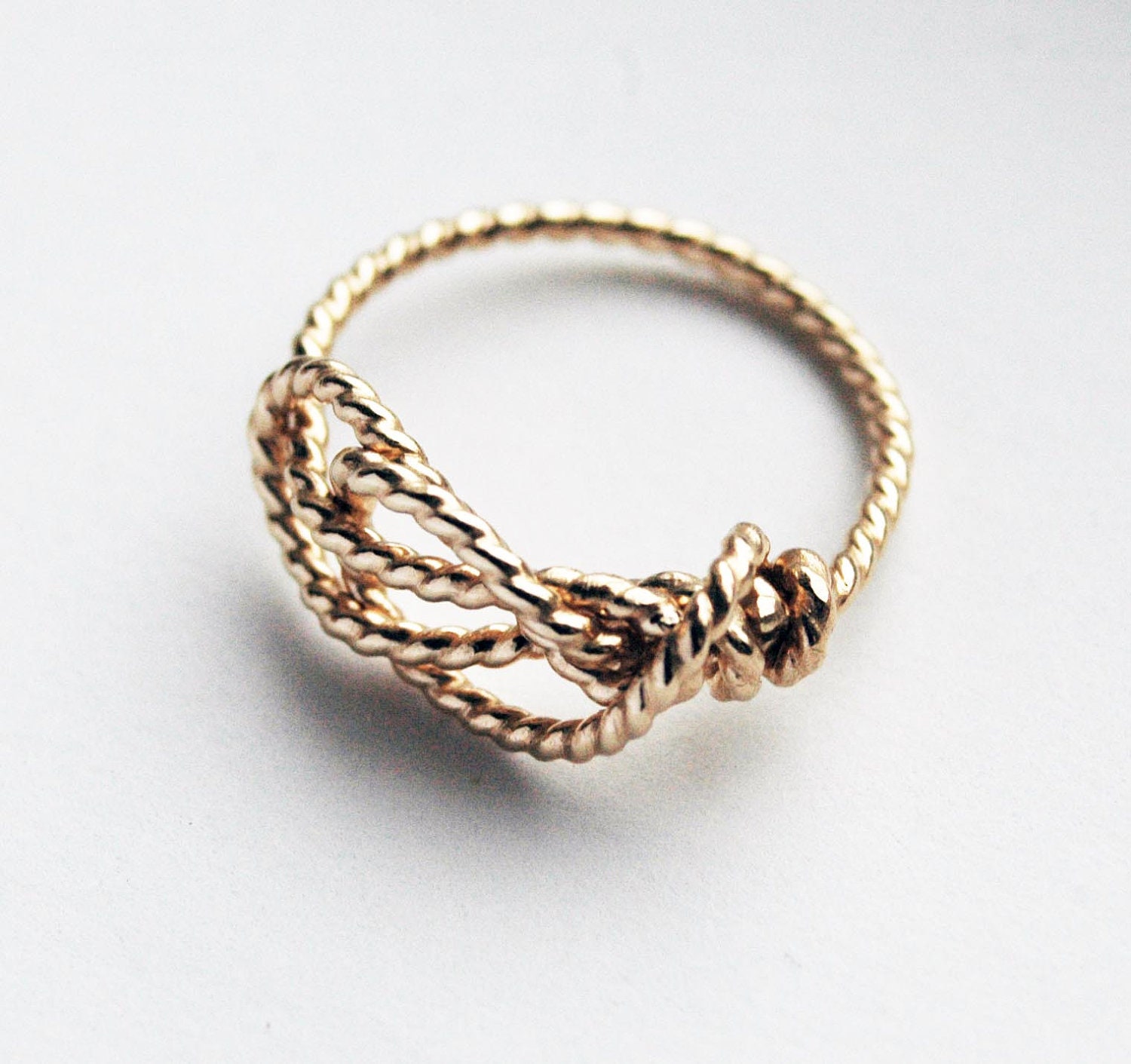 14k Gold Handformed Sailor's Love Knot ring - Size 5,6 & 7