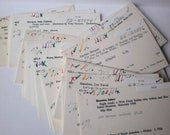 Library Inventory Card Catalog Cards Collage Pack Heavily Marked Vintage Paper Ephemera for Altered Art, Mixed Media Supply 50