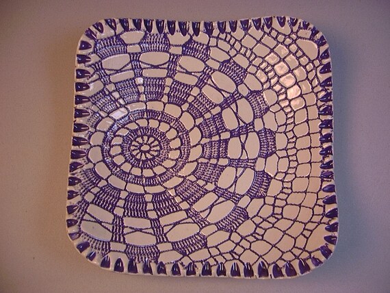 Ceramics, Art Pottery, Bowl, Home Decor, Square Shaped Soap Dish, Trinket Tray, Spoonrest, Lavender, Purple