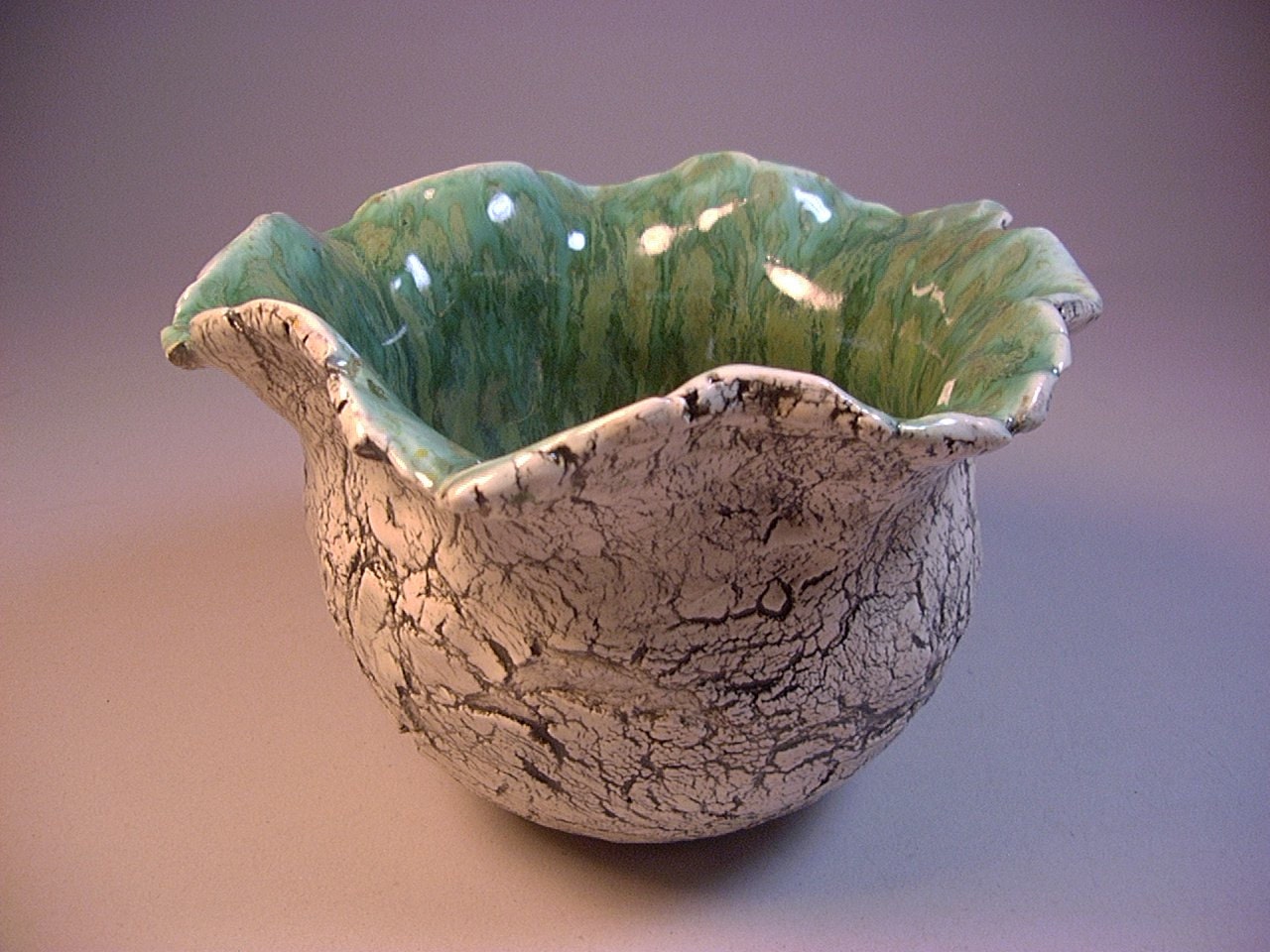 Ceramic art pottery, Pinch pot, Planter, Vase, Candy Bowl, Pencil holder in Black, White and Green, by Dana Morton