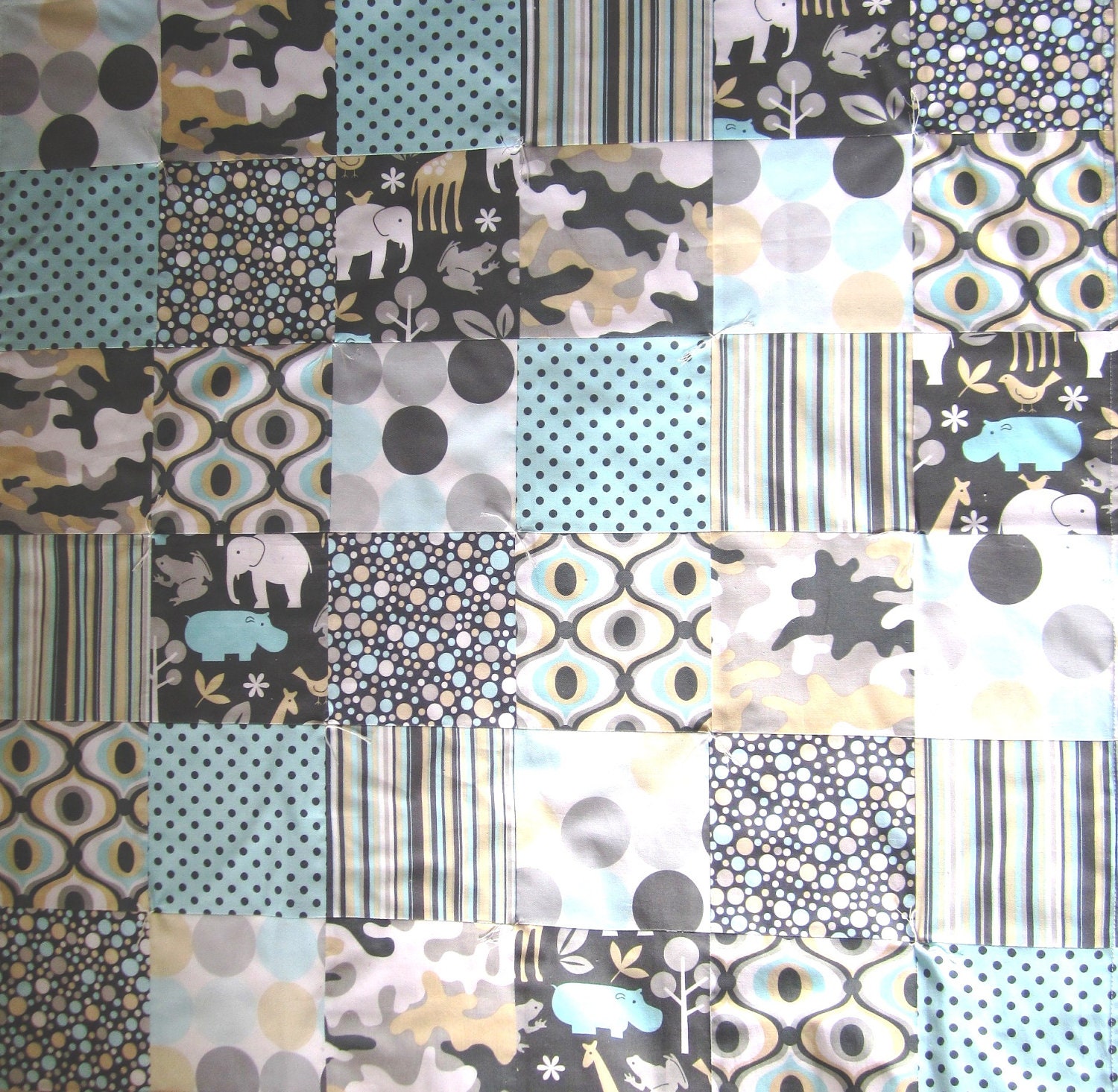 Zoology Patchwork Quilted Baby Blanket