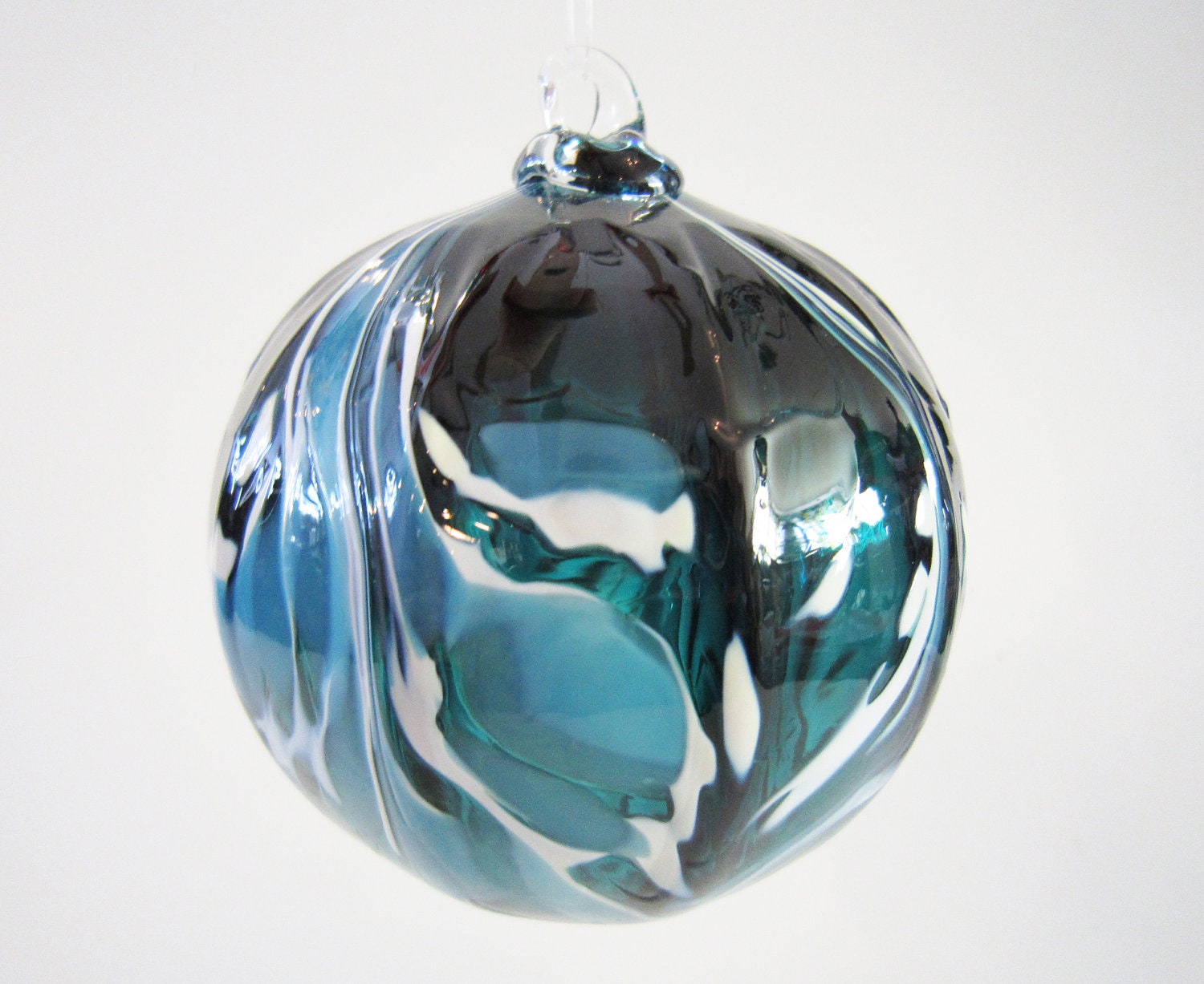 Glass Ornament - teal, aqua and white