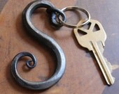 Handforged Metal Letter - Keychain - Letter S only - Your initial personlized in hot metal - comes in gift pouch