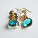 Framed Stone and Coin Dangles. Aqua.