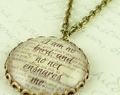 Jane Eyre Quote Glass Necklace - I Am No Bird - Charlotte Bronte Literary Book Gift