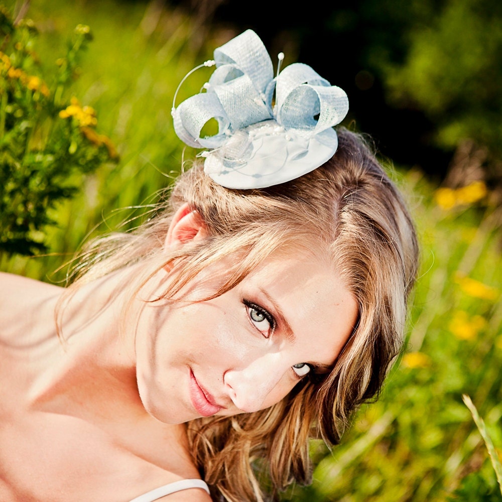 Light Blue Sinamay Loop Fascinator