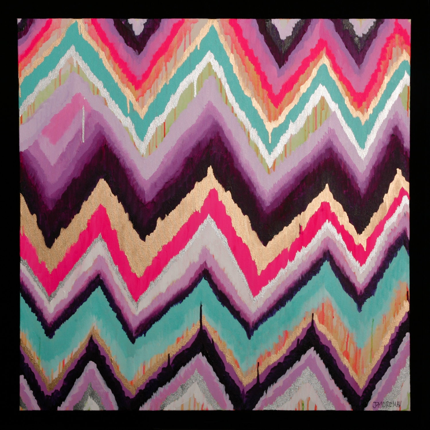 Custom ikat chevron 48x48 Painting by Jennifer Moreman